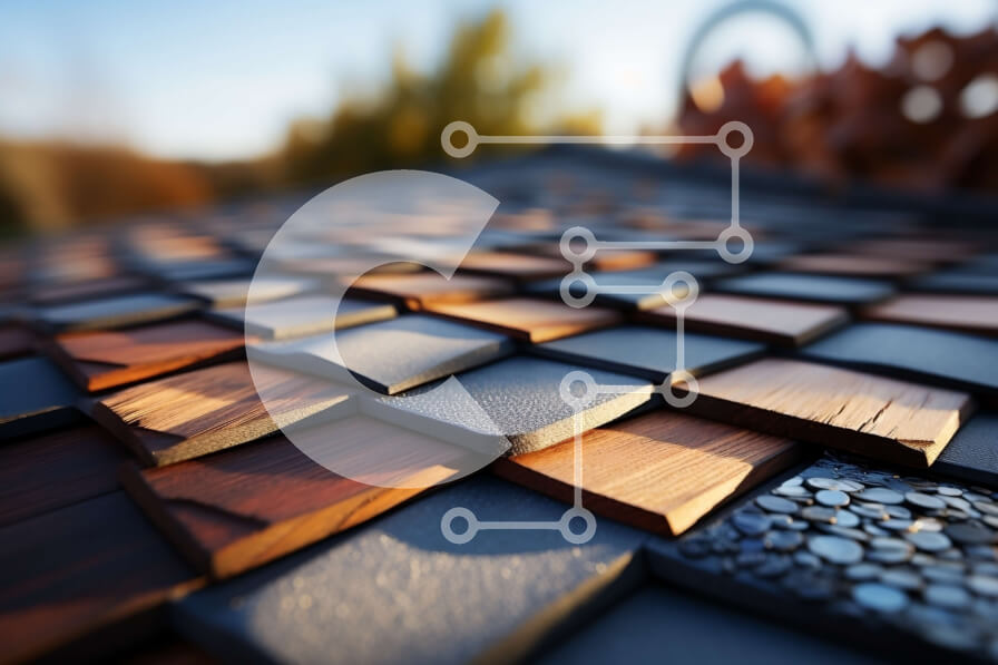 Intra Συλλεκτικό Ξύλινο Παζλ Plywood  4mm - Όμορφη κοντινή εικόνα μιας ξύλινης στέγης με βότσαλα Σε Ξύλινο Κουτί - Διαστάσεις Puzzle: 10x10 cm – 25 κομμάτια