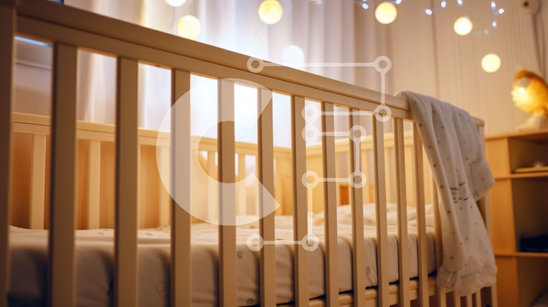 Intra Συλλεκτικό Ξύλινο Παζλ Plywood  4mm - Βρεφική κούνια με λευκό σεντόνι και κουβέρτα σε ένα ζεστό δωμάτιο Σε Ξύλινο Κουτί - Διαστάσεις Puzzle: 10x10 cm – 25 κομμάτια