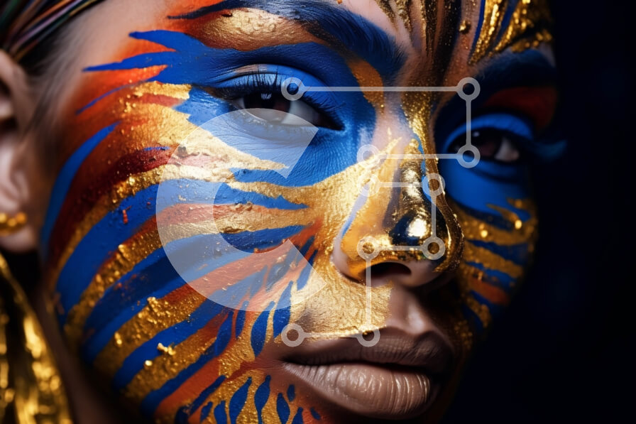 Intra Συλλεκτικό Ξύλινο Παζλ Plywood  4mm - Πολύχρωμη ζωγραφική προσώπου σε μια όμορφη γυναίκα Σε Ξύλινο Κουτί - Διαστάσεις Puzzle: 10x10 cm – 25 κομμάτια