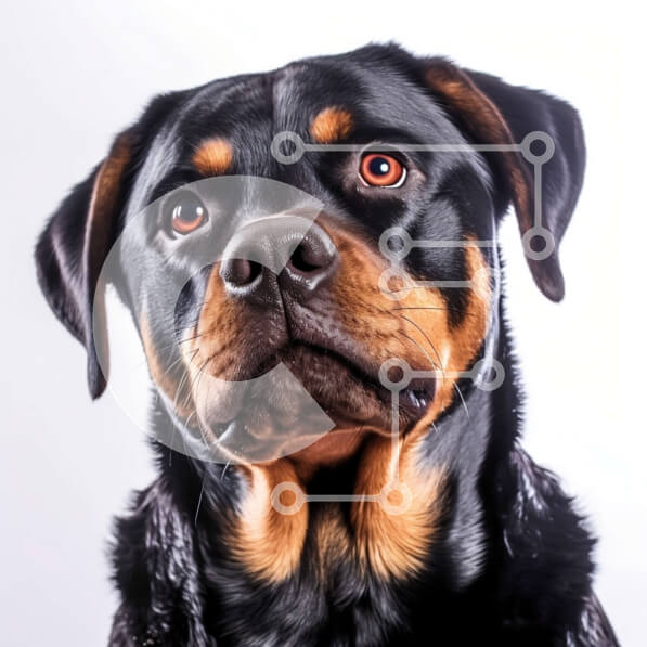 Intra Συλλεκτικό Ξύλινο Παζλ Plywood  4mm - Έντονο κοντινό πλάνο ενός σκύλου ροτβάιλερ Σε Ξύλινο Κουτί - Διαστάσεις: 10x10 cm – 25 κομμάτια