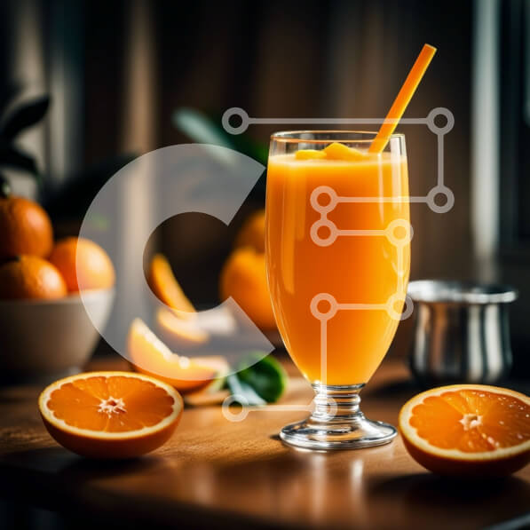 Σετ των 2 Intra Συλλεκτικό Ξύλινο Παζλ Plywood  4mm - Δροσιστικό ποτήρι χυμό πορτοκαλιού με φρέσκα πορτοκάλια Σε Ξύλινο Κουτί - Διαστάσεις: 10x10 cm – 25 κομμάτια