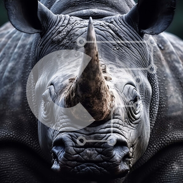 Intra Συλλεκτικό Ξύλινο Παζλ Plywood  4mm - Εκπληκτική κοντινή πλάνο του προσώπου του ρινόκερου με μεγάλο κέρατο και γκρίζα γούνα Σε Ξύλινο Κουτί - Διαστάσεις: 10x10 cm – 25 κομμάτια