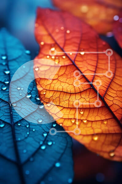 Σετ των 2 Intra Συλλεκτικό Ξύλινο Παζλ Plywood  4mm - Δονούμενη κοντινή εικόνα των φύλλων με σταγονίδια νερού Σε Ξύλινο Κουτί - Διαστάσεις: 10x10 cm – 25 κομμάτια