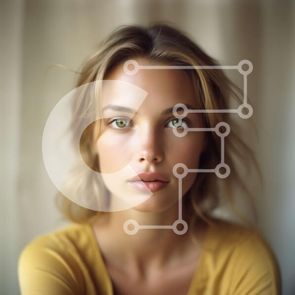 Σετ των 2 Intra Συλλεκτικό Ξύλινο Παζλ Plywood  4mm - Όμορφη ξανθιά γυναίκα με κίτρινο πουκάμισο που κοιτάζει την κάμερα Σε Ξύλινο Κουτί - Διαστάσεις: 10x10 cm – 25 κομμάτια