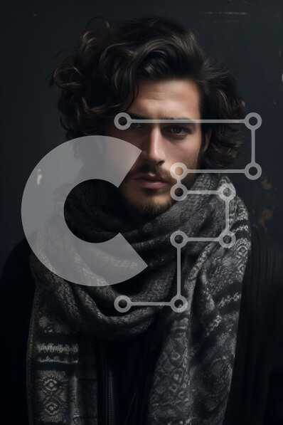 Intra Συλλεκτικό Ξύλινο Παζλ Plywood  4mm - Έντονο πορτρέτο ενός άνδρα με μακριά σγουρά μαλλιά και γένια Σε Ξύλινο Κουτί - Διαστάσεις Puzzle: 10x10 cm – 25 κομμάτια