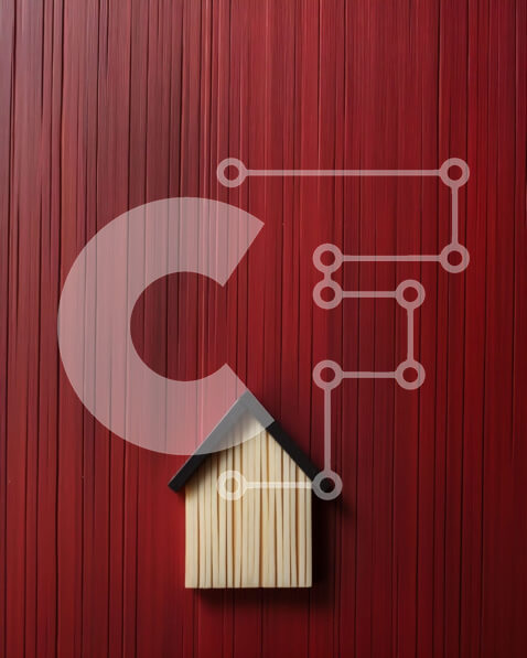 Intra Συλλεκτικό Ξύλινο Παζλ Plywood  4mm - Μικρό ξύλινο σπίτι με κόκκινη στέγη και λευκούς τοίχους Σε Ξύλινο Κουτί - Διαστάσεις Puzzle: 10x10 cm – 25 κομμάτια