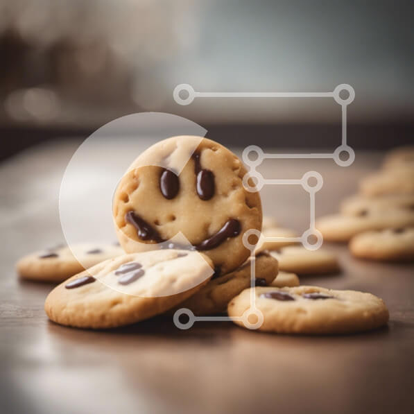 Σετ των 2 Intra Συλλεκτικό Ξύλινο Παζλ Plywood  4mm - Σωρός από μπισκότα Smiley Face με σοκολατένια διακοσμητικά Σε Ξύλινο Κουτί - Διαστάσεις: 10x10 cm – 25 κομμάτια