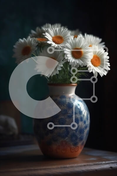 Σετ των 2 Intra Συλλεκτικό Ξύλινο Παζλ Plywood  4mm - Πανέμορφο βάζο με λευκές μαργαρίτες σε ρουστίκ ξύλινο τραπέζι Σε Ξύλινο Κουτί - Διαστάσεις: 10x10 cm – 25 κομμάτια