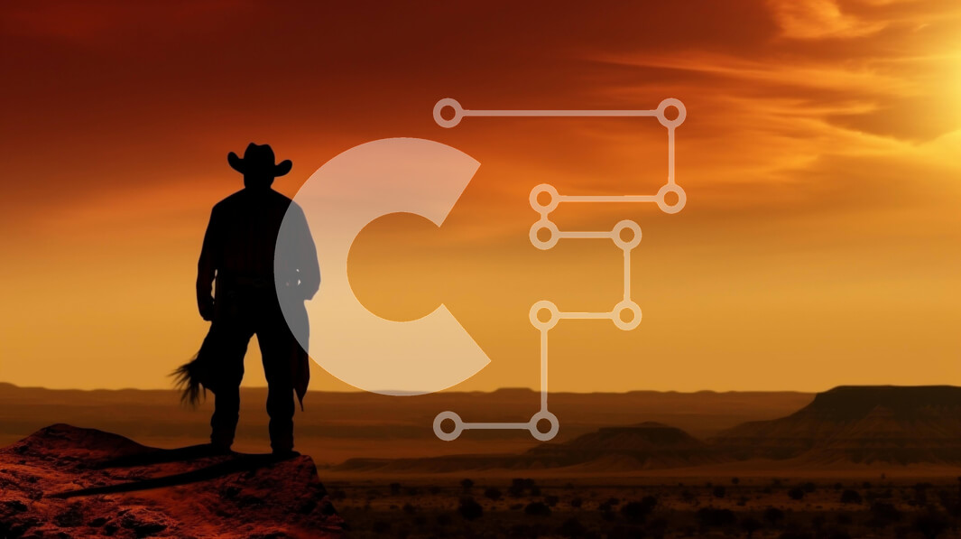 Intra Συλλεκτικό Ξύλινο Παζλ Plywood  4mm - Σιλουέτα καουμπόη στην κορυφή του λόφου στο ηλιοβασίλεμα Σε Ξύλινο Κουτί - Διαστάσεις: 10x10 cm – 25 κομμάτια