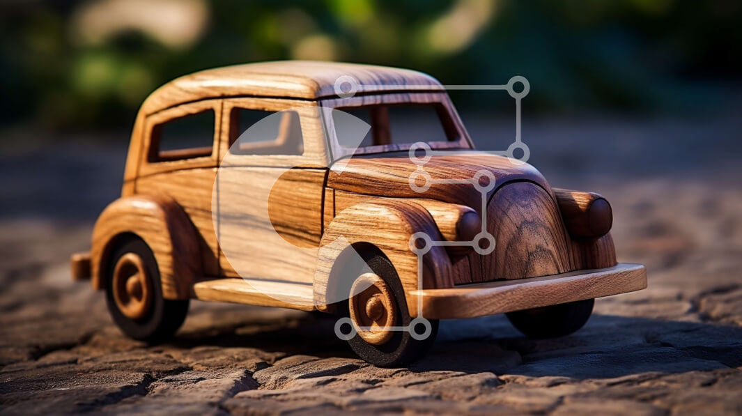 Intra Συλλεκτικό Ξύλινο Παζλ Plywood  4mm - Vintage ξύλινο αυτοκίνητο παιχνιδιών σε χωματόδρομο Σε Ξύλινο Κουτί - Διαστάσεις Puzzle: 10x10 cm – 25 κομμάτια