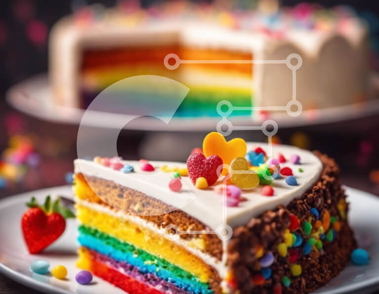 Σετ των 2 Intra Συλλεκτικό Ξύλινο Παζλ Plywood  4mm - Τούρτα Rainbow με πολύχρωμα πασπαλίσματα και καραμέλες Σε Ξύλινο Κουτί - Διαστάσεις: 10x10 cm – 25 κομμάτια