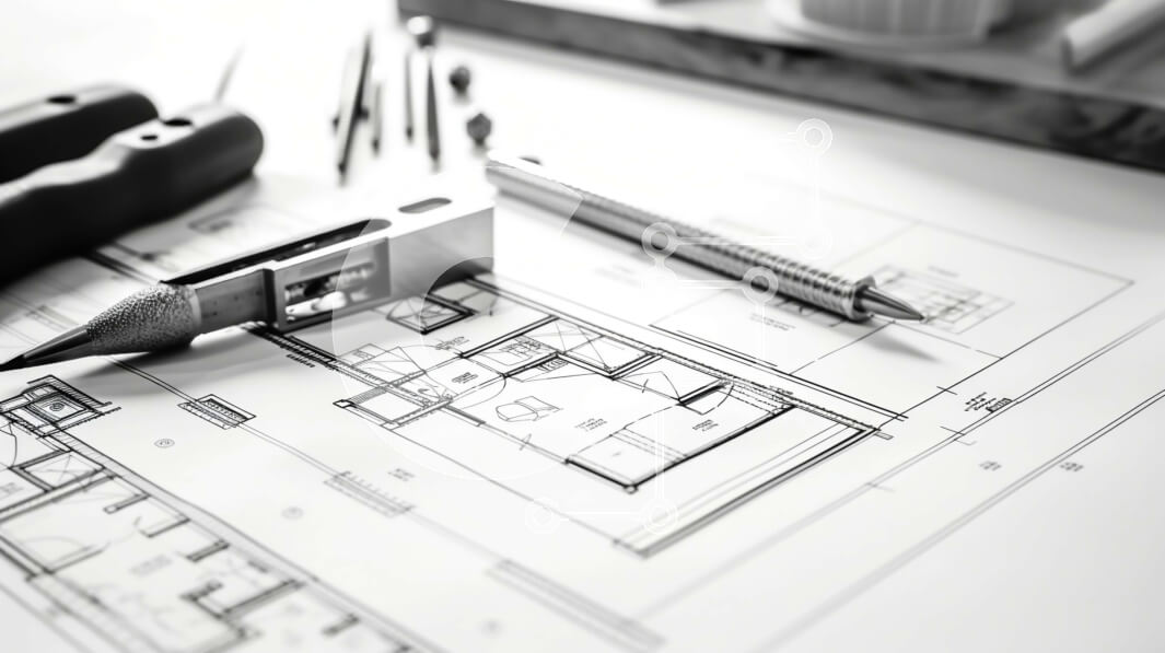 Intra Συλλεκτικό Ξύλινο Παζλ Plywood  4mm - Αρχιτεκτονικά σχέδια σε τραπέζι με εργαλεία ακριβείας Σε Ξύλινο Κουτί - Διαστάσεις Puzzle: 10x10 cm – 25 κομμάτια