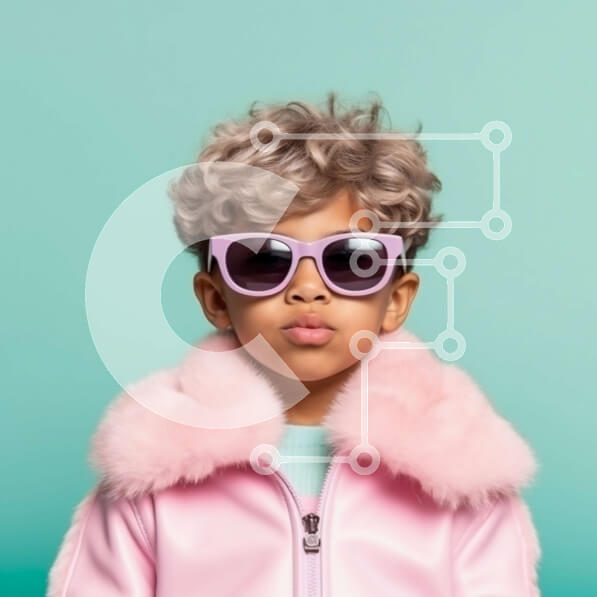 Intra Συλλεκτικό Ξύλινο Παζλ Plywood  4mm - Αξιολάτρευτη εικόνα ενός νεαρού κοριτσιού με ροζ γούνινο μπουφάν και γυαλιά ηλίου Σε Ξύλινο Κουτί - Διαστάσεις Puzzle: 10x10 cm – 25 κομμάτια