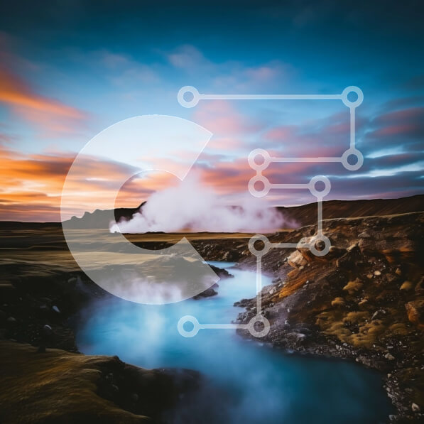 Intra Συλλεκτικό Ξύλινο Παζλ Plywood  4mm - Εκπληκτική θέα στο ηλιοβασίλεμα μιας γεωθερμικής περιοχής με ποτάμι Σε Ξύλινο Κουτί - Διαστάσεις: 10x10 cm – 25 κομμάτια