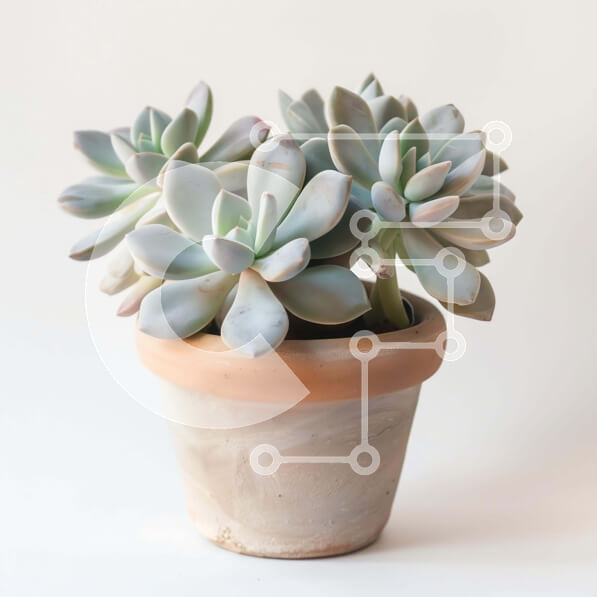 Intra Συλλεκτικό Ξύλινο Παζλ Plywood  4mm - Παχύφυτα σε γλάστρα σε άσπρο φόντο Σε Ξύλινο Κουτί - Διαστάσεις: 10x10 cm – 25 κομμάτια