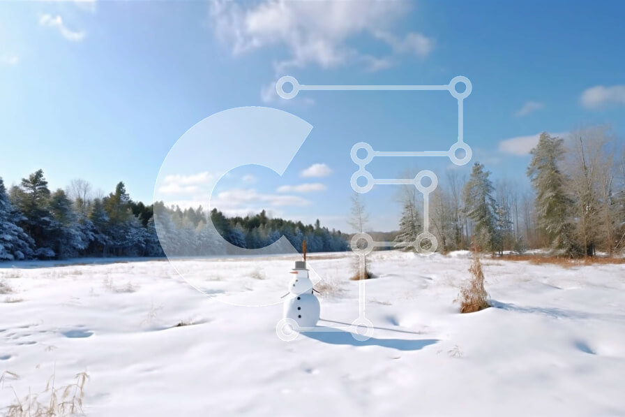 Intra Συλλεκτικό Ξύλινο Παζλ Plywood  4mm - Όμορφη εικόνα ενός χιονάνθρωπου σε ένα χιονισμένο χωράφι μια ηλιόλουστη μέρα Σε Ξύλινο Κουτί - Διαστάσεις: 10x10 cm – 25 κομμάτια