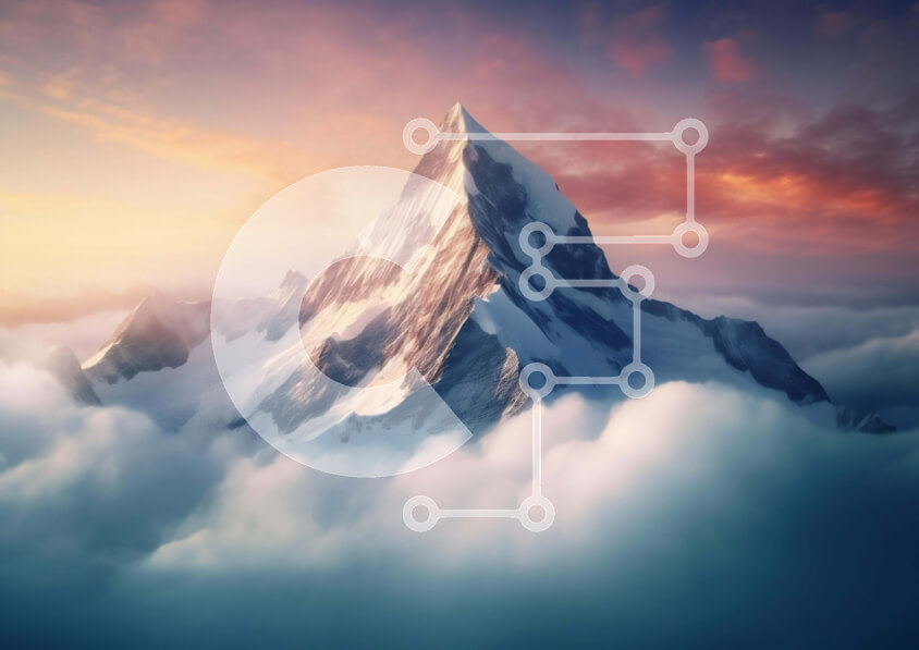 Intra Συλλεκτικό Ξύλινο Παζλ Plywood  4mm - Χιονισμένο βουνό καλυμμένο από σύννεφα Σε Ξύλινο Κουτί - Διαστάσεις: 10x10 cm – 25 κομμάτια