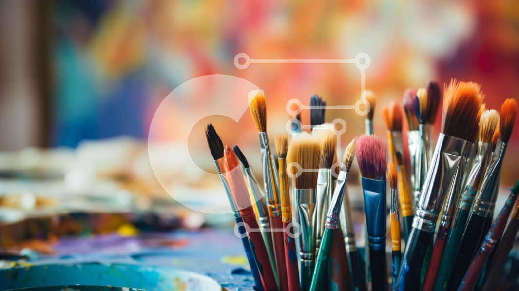 Intra Συλλεκτικό Ξύλινο Παζλ Plywood  4mm - Πινέλα και καβαλέτο στο Art Studio Σε Ξύλινο Κουτί - Διαστάσεις Puzzle: 10x10 cm – 25 κομμάτια