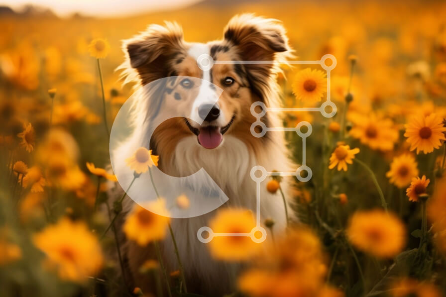 Σετ των 2 Intra Συλλεκτικό Ξύλινο Παζλ Plywood  4mm - Dog in Yellow Flower Field - Χαριτωμένες Φωτογραφίες Ζώων Σε Ξύλινο Κουτί - Διαστάσεις: 10x10 cm – 25 κομμάτια