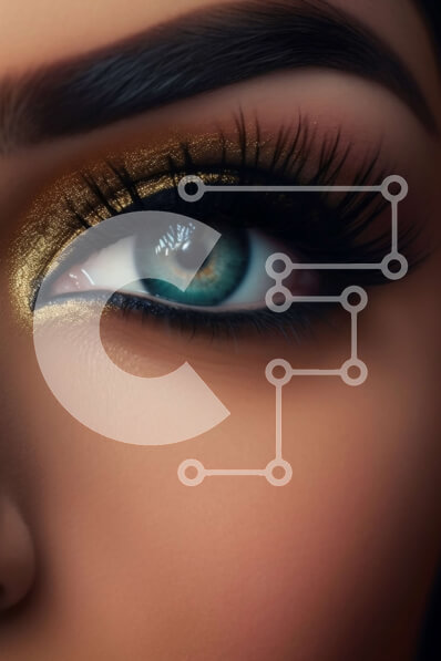 Intra Συλλεκτικό Ξύλινο Παζλ Plywood  4mm - Εκπληκτική κινηματογράφηση σε πρώτο πλάνο του γυναικείου ματιού με μακριές βλεφαρίδες και χρυσή σκιά Σε Ξύλινο Κουτί - Διαστάσεις Puzzle: 10x10 cm – 25 κομμάτια