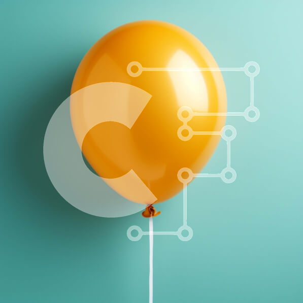 Intra Συλλεκτικό Ξύλινο Παζλ Plywood  4mm - Πορτοκαλί μπαλόνι σε τιρκουάζ φόντο Σε Ξύλινο Κουτί - Διαστάσεις Puzzle: 10x10 cm – 25 κομμάτια