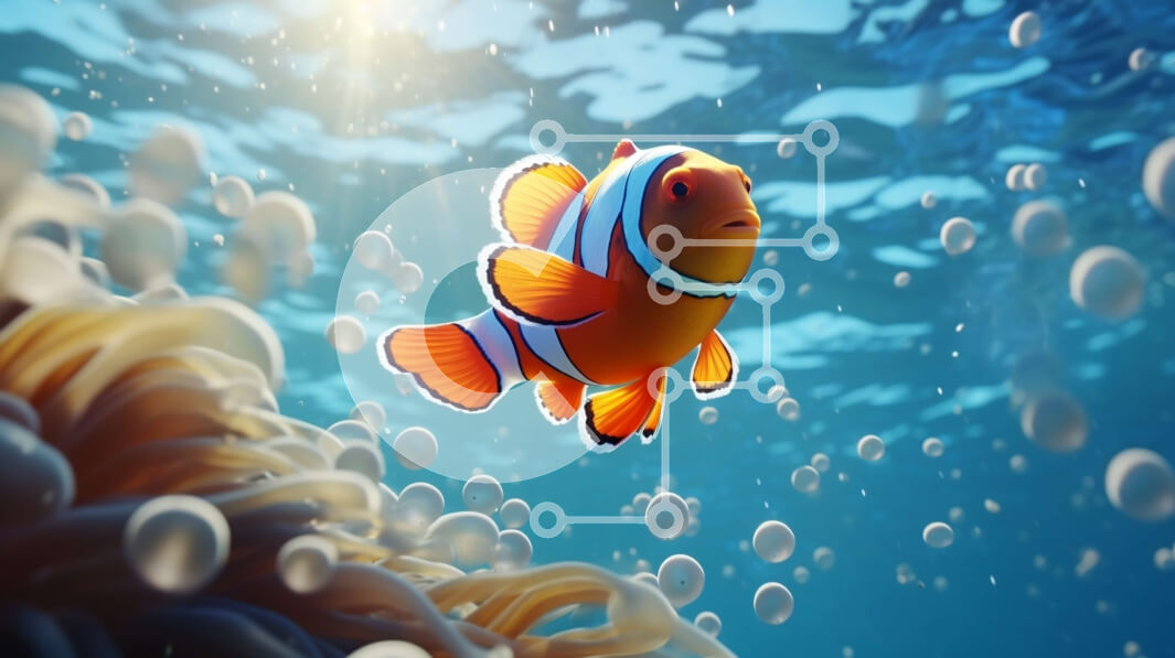 Intra Συλλεκτικό Ξύλινο Παζλ Plywood  4mm - Ψάρι κλόουν που κολυμπά στον ωκεανό με φυσαλίδες Σε Ξύλινο Κουτί - Διαστάσεις: 10x10 cm – 25 κομμάτια