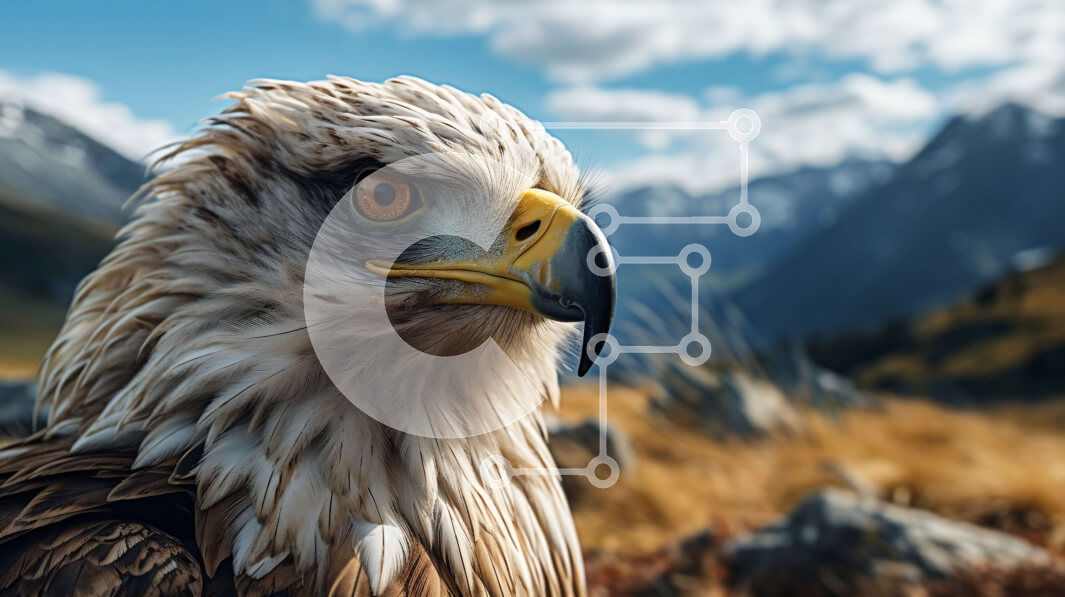 Intra Συλλεκτικό Ξύλινο Παζλ Plywood  4mm - Μεγαλοπρεπής αετός σε ορεινό τοπίο Σε Ξύλινο Κουτί - Διαστάσεις: 10x10 cm – 25 κομμάτια