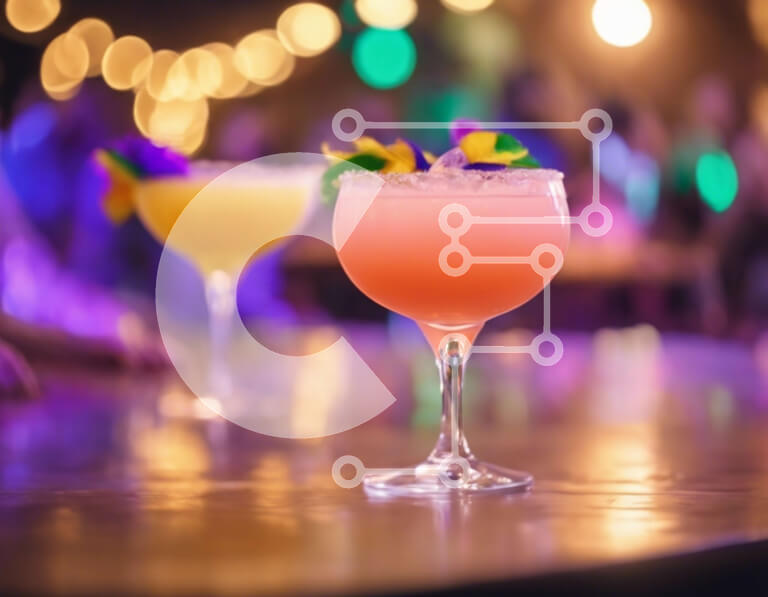 Σετ των 2 Intra Συλλεκτικό Ξύλινο Παζλ Plywood  4mm - Πολύχρωμα κοκτέιλ σε ένα τραπέζι μπαρ Σε Ξύλινο Κουτί - Διαστάσεις: 10x10 cm – 25 κομμάτια