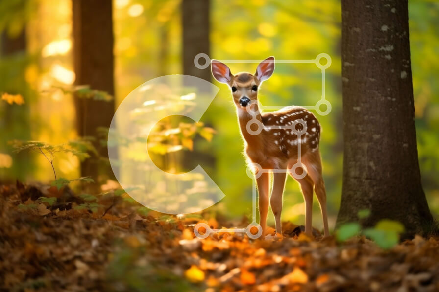 Intra Συλλεκτικό Ξύλινο Παζλ Plywood  4mm - Όμορφη εικόνα ενός ελαφιού σε ένα φθινοπωρινό δάσος Σε Ξύλινο Κουτί - Διαστάσεις: 10x10 cm – 25 κομμάτια