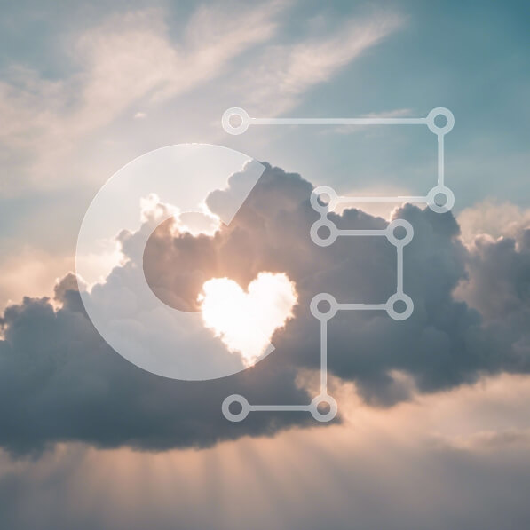 Intra Συλλεκτικό Ξύλινο Παζλ Plywood  4mm - Σύννεφο σε σχήμα καρδιάς στον ουρανό με ακτίνες φωτός Σε Ξύλινο Κουτί - Διαστάσεις: 10x10 cm – 25 κομμάτια