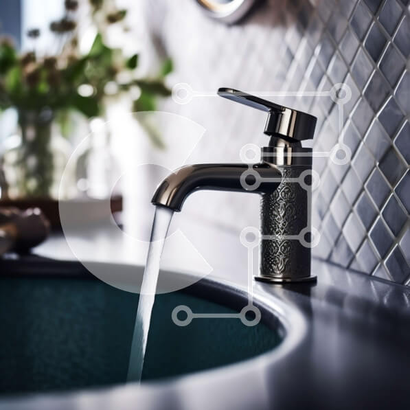 Intra Συλλεκτικό Ξύλινο Παζλ Plywood  4mm - Κομψός και μοντέρνος νιπτήρας μπάνιου με μπλε νιπτήρα και βρύση χρωμίου Σε Ξύλινο Κουτί - Διαστάσεις Puzzle: 10x10 cm – 25 κομμάτια