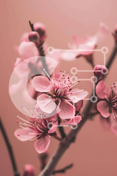 Σετ των 2 Intra Συλλεκτικό Ξύλινο Παζλ Plywood  4mm - Ροζ ανθισμένο κλαδί δέντρου σε πλήρη άνθιση Σε Ξύλινο Κουτί - Διαστάσεις: 10x10 cm – 25 κομμάτια