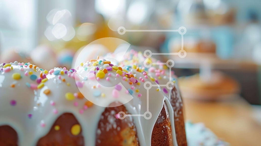 Σετ των 2 Intra Συλλεκτικό Ξύλινο Παζλ Plywood  4mm - Πολύχρωμο Sprinkle Bundt Cake and Cupcakes σε διακοσμημένο τραπέζι Σε Ξύλινο Κουτί - Διαστάσεις: 10x10 cm – 25 κομμάτια