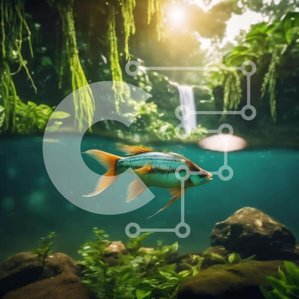 Intra Συλλεκτικό Ξύλινο Παζλ Plywood  4mm - Χρυσόψαρο που κολυμπά σε τροπικό περιβάλλον Σε Ξύλινο Κουτί - Διαστάσεις: 10x10 cm – 25 κομμάτια