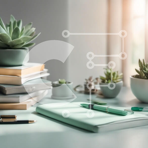 Intra Συλλεκτικό Ξύλινο Παζλ Plywood  4mm - Γραφείο με βιβλία, σημειωματάριο, στυλό και παχύφυτο Σε Ξύλινο Κουτί - Διαστάσεις Puzzle: 10x10 cm – 25 κομμάτια