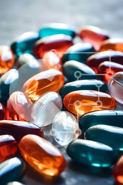 Intra Συλλεκτικό Ξύλινο Παζλ Plywood  4mm - Πολύχρωμες κάψουλες χαπιών σε ένα τραπέζι Σε Ξύλινο Κουτί - Διαστάσεις Puzzle: 10x10 cm – 25 κομμάτια