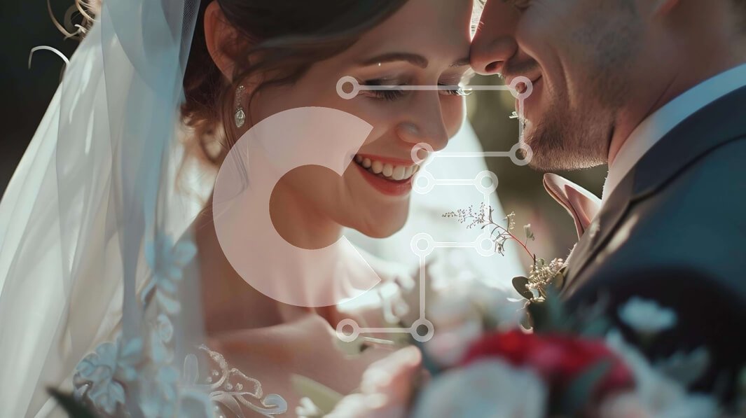 Intra Συλλεκτικό Ξύλινο Παζλ Plywood  4mm - Νεόνυμφο ζευγάρι αγκαλιάζεται και χαμογελά Σε Ξύλινο Κουτί - Διαστάσεις Puzzle: 10x10 cm – 25 κομμάτια