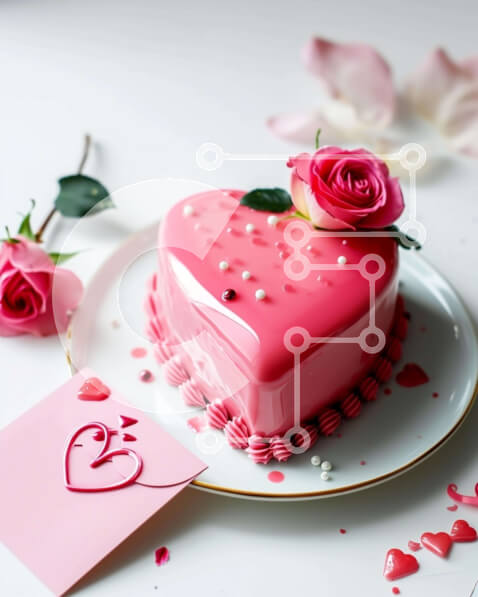 Σετ των 2 Intra Συλλεκτικό Ξύλινο Παζλ Plywood  4mm - Τούρτα σε σχήμα καρδιάς με τριαντάφυλλα και λουλουδάτα διακοσμητικά Σε Ξύλινο Κουτί - Διαστάσεις: 10x10 cm – 25 κομμάτια