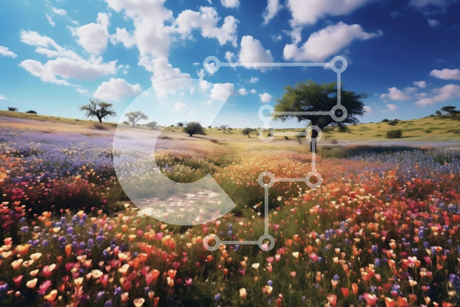 Intra Συλλεκτικό Ξύλινο Παζλ Plywood  4mm - Όμορφο τοπίο ενός χωραφιού με αγριολούλουδα και μοναχικό δέντρο Σε Ξύλινο Κουτί - Διαστάσεις: 10x10 cm – 25 κομμάτια