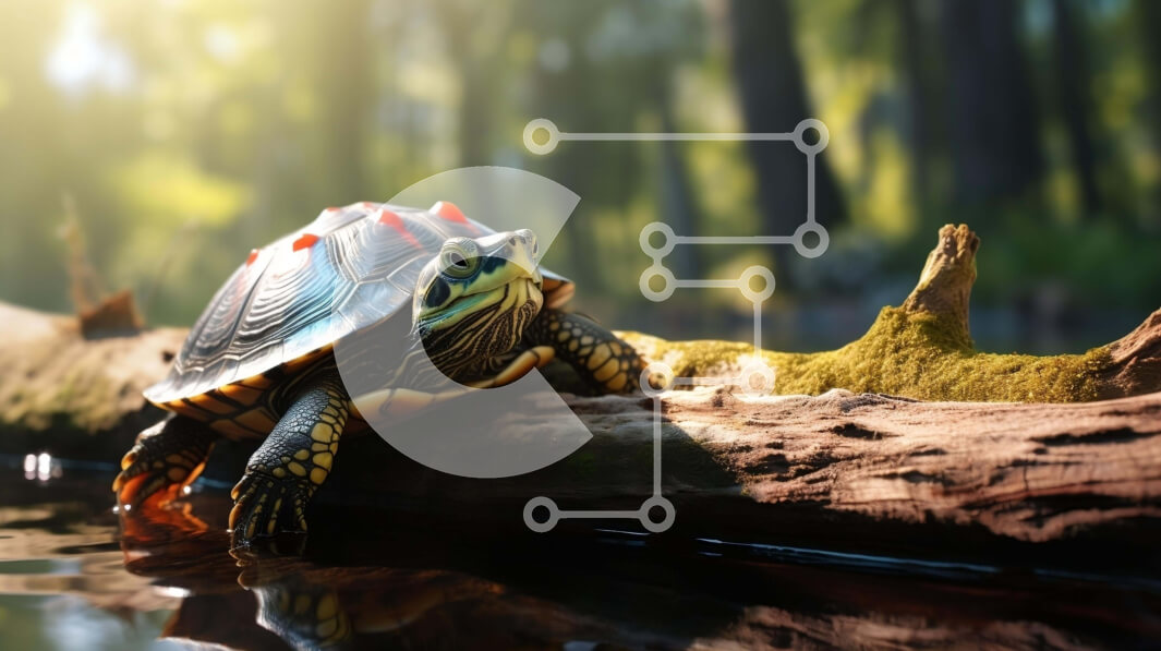 Intra Συλλεκτικό Ξύλινο Παζλ Plywood  4mm - Χελώνα που στηρίζεται σε ένα δάσος με κόκκινες κουκκίδες στο καβούκι της Σε Ξύλινο Κουτί - Διαστάσεις: 10x10 cm – 25 κομμάτια