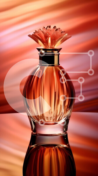 Intra Συλλεκτικό Ξύλινο Παζλ Plywood  4mm - Κομψό μπουκάλι αρώματος σε ένα τραπέζι με αντανάκλαση της γυναίκας στο φόντο Σε Ξύλινο Κουτί - Διαστάσεις Puzzle: 10x10 cm – 25 κομμάτια