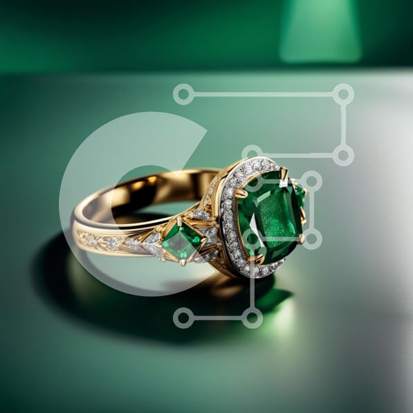 Σετ των 2 Intra Συλλεκτικό Ξύλινο Παζλ Plywood  4mm - Εκπληκτικό χρυσό δαχτυλίδι με σμαραγδένιες πέτρες και διαμάντια Σε Ξύλινο Κουτί - Διαστάσεις: 10x10 cm – 25 κομμάτια