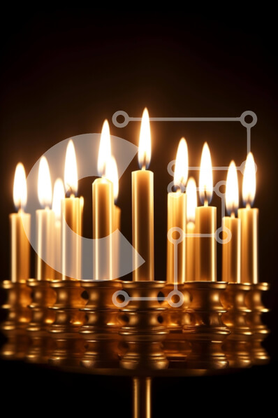 Intra Συλλεκτικό Ξύλινο Παζλ Plywood  4mm - Χρυσή Μενόρα με αναμμένα κεριά για θρησκευτικές γιορτές Σε Ξύλινο Κουτί - Διαστάσεις Puzzle: 10x10 cm – 25 κομμάτια