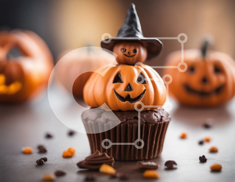 Σετ των 2 Intra Συλλεκτικό Ξύλινο Παζλ Plywood  4mm - Cupcake σοκολάτας με διακοσμητικά κολοκύθας Σε Ξύλινο Κουτί - Διαστάσεις: 10x10 cm – 25 κομμάτια