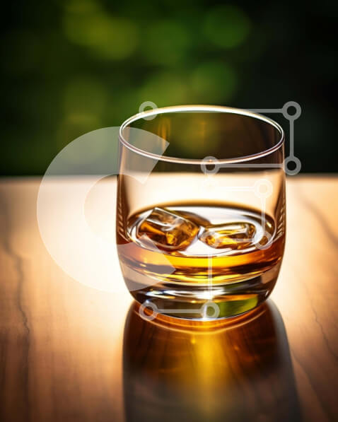 Σετ των 2 Intra Συλλεκτικό Ξύλινο Παζλ Plywood  4mm - Ποτήρι ουίσκι με παγάκια σε δρύινο τραπέζι Σε Ξύλινο Κουτί - Διαστάσεις: 10x10 cm – 25 κομμάτια