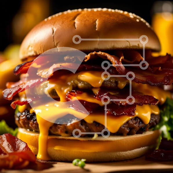 Σετ των 2 Intra Συλλεκτικό Ξύλινο Παζλ Plywood  4mm - Λαχταριστό Cheeseburger με μπέικον και τυρί Cheddar Σε Ξύλινο Κουτί - Διαστάσεις: 10x10 cm – 25 κομμάτια