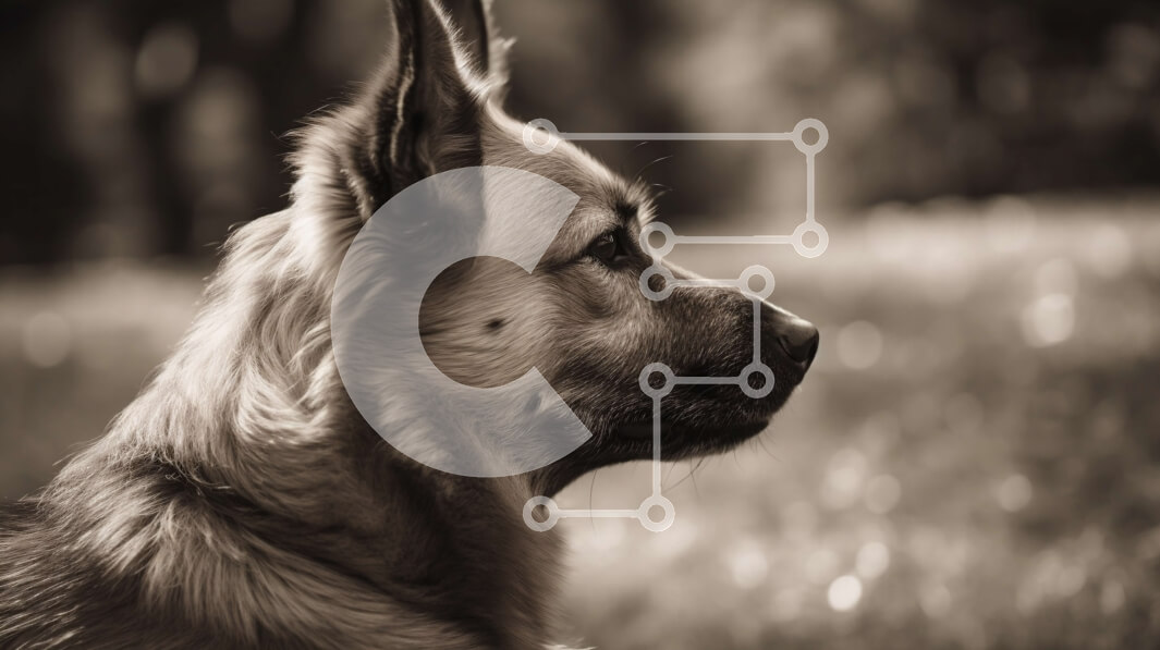 Σετ των 2 Intra Συλλεκτικό Ξύλινο Παζλ Plywood  4mm - Όμορφη ασπρόμαυρη φωτογραφία ενός γερμανικού ποιμενικού σκύλου Σε Ξύλινο Κουτί - Διαστάσεις: 10x10 cm – 25 κομμάτια