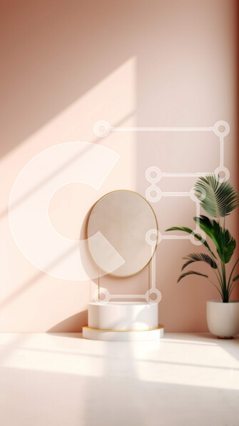 Intra Συλλεκτικό Ξύλινο Παζλ Plywood  4mm - Κομψό ροζ δωμάτιο με λευκό μαρμάρινο νιπτήρα και μεγάλη γλάστρα Σε Ξύλινο Κουτί - Διαστάσεις Puzzle: 10x10 cm – 25 κομμάτια