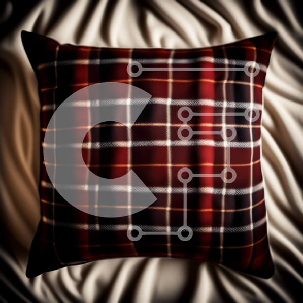 Intra Συλλεκτικό Ξύλινο Παζλ Plywood  4mm - Κομψό κόκκινο και μαύρο καρό μαξιλάρι για διακόσμηση σπιτιού Σε Ξύλινο Κουτί - Διαστάσεις: 10x10 cm – 25 κομμάτια