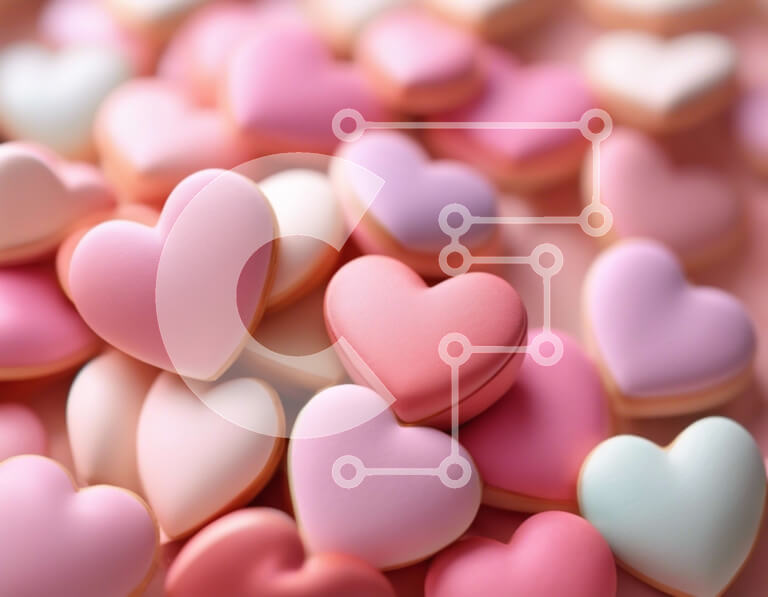 Σετ των 2 Intra Συλλεκτικό Ξύλινο Παζλ Plywood  4mm - Διάφορα μπισκότα σε σχήμα καρδιάς σε ροζ, λευκό και παστέλ χρώματα Σε Ξύλινο Κουτί - Διαστάσεις: 10x10 cm – 25 κομμάτια